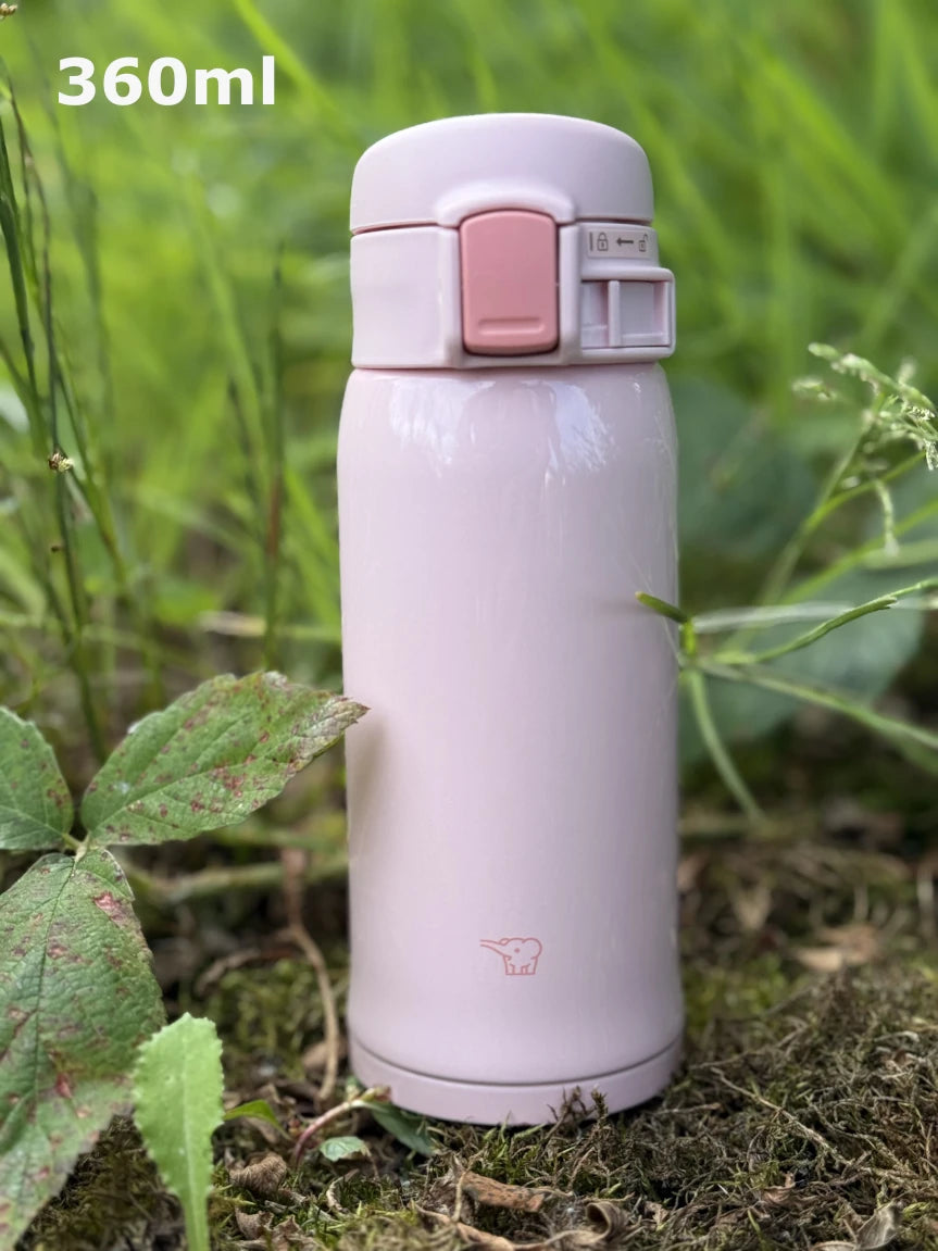 Zojirushi SM-SR60 Pink Travel Mug – 360 ml stainless steel insulated bottle with flip-top lid, BPA-free, lightweight and reusable.