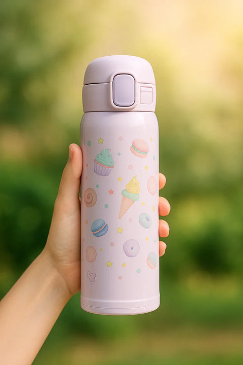 Zojirushi Travel Mug SM-WG Series Lilac 480 ml (16.20 oz) – pastel insulated stainless steel bottle with cute dessert pattern, BPA-free, eco-friendly reusable mug for hot and cold drinks