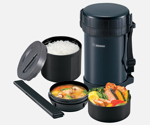 lunch jars zojirushi with rice soup and fish